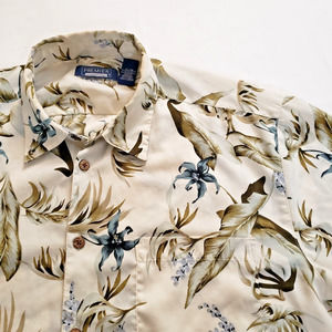 Premier International Mens Short Sleeve Button Up Hawaiian Shirt Floral Size XL